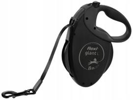 FLEXI Giant Black automatinis pavadėlis šunims, juostinis, 8 m, juodas