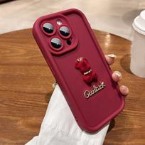 3D Raidės Karūnos Lokio Silikoninis Minkštas Telefono Dėklas Skirtas iPhone 15 16 Pro Max 14 13 12 11 XS XR 7 8 Plus Atsparus Smūgiams Saldaininis Matinis Dangtelis For iPhone 16 Pro brown