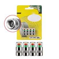 4 PCS Tire Pressure Monitor Stem Caps, 2.4Bar 36PSI Car Tire Pressure Monitor With 3-Color Eye Alert, Universal Stem Caps For Cars One Size