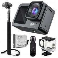 Veiksmo kamera 5K UHD, 60 FPS, WiFi, su priedais, USB-C, nuotolinio valdymo pultas, stabilizacija