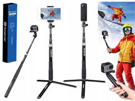 Savigalvis laikiklis–trikojis GoPro ir telefonams, 93 cm, juodas, sulankstomas