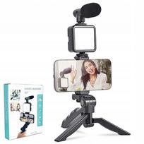 Telefono stovas su stabilizatoriumi ir LED apšvietimu, tinkamas filmavimui