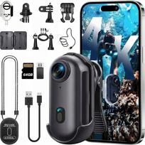Mini sportinė kamera WiFi 4K, atspari vandeniui, su magnetu ir priedais