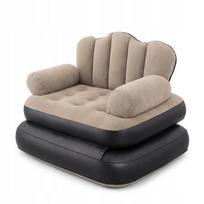 Pripučiamas fotelis-sofa, smėlio spalvos, su kojų pompa