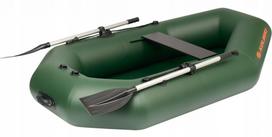 Pripučiama valtis Kolibri K-220TL su valcuotu dugnu, transu ir borto apsauga, žalia