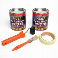 Profesionalūs PVC pontonų klijai PU312, 2 x 600 g, su voleliu, teptuku ir juosta