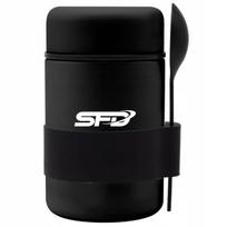 Termosinis indas SFD Nutrition, 500 ml, su šaukštu, juodas, nerūdijančio plieno
