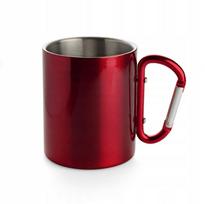Plieninis kelioninis puodelis CAMP 250 ml su karabinu, raudonas