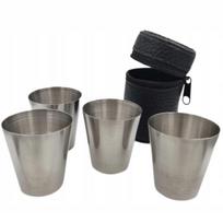 Metaliniai kelioniniai puodeliai 80 ml, 4 vnt., su dėklu