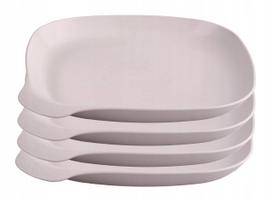 Plastikiniai daugkartiniai lėkštės, 4 vnt., 21 cm, smėlio spalvos