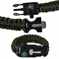 Paracord apyrankė-juostelė su kompasu, ugnies skeltuvu, švilpuku ir daugiafunkciu įrankiu 5 viename