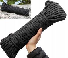 Paracord virvė, 30 m, juoda, iš nailono, lauko reikmėms