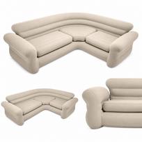 Pripučiama kampinė sofa 4 asmenims 257x203x76 cm, smėlio spalvos, Intex