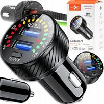 Automobilinis įkroviklis 2 x USB, Quick Charge 3.0, 36W, su įtampos indikatoriumi