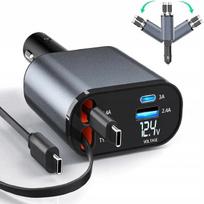 Automobilinis įkroviklis JOINT 120W, 4 in 1, QC, USB Type-C ir Type-A