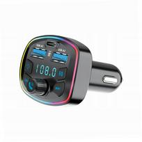 Automobilinis įkroviklis su FM siųstuvu ir Bluetooth, 3 jungtys, tinka iPhone 11