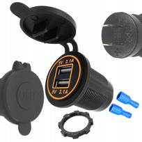 Automobilinis USB įkroviklis 12V-24V 4,2A RING, oranžinis LED