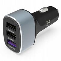 Automobilinis USB įkroviklis KRUX, 3 USB, QC 3.0, 42 W