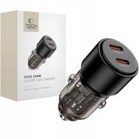 Automobilinis įkroviklis Tech-Protect, 100W, 2x USB-C, PD