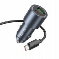 Automobilinis įkroviklis Hoco USB Type-C 48W su QC3.0 PD, USB–USB-C laidu