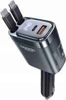 Automobilinis įkroviklis 105W, 2x USB-C, 4in1, su LED, su laidais