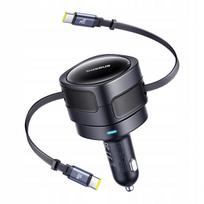 Automobilinis įkroviklis Baseus Enjoyment Max 60W su dviem spiralėmis laidais