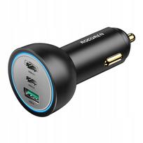 Automobilinis įkroviklis Rocoren MotionCharge 165W, USB-C, 3 lizdai