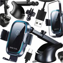 Belaidis automobilinis įkroviklis 15W, USB-C, iPhone/Samsung, 2in1