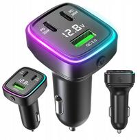 Automobilinis įkroviklis su greitu įkrovimu, USB, QC, PD, voltmetras, tinka Apple ir Samsung