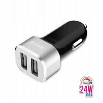 Automobilinis kroviklis Crong, 2x USB, 2.4A, 24 W, juodas