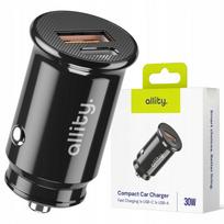 Automobilinis įkroviklis Allity, 30W, USB-C ir USB-A, juodas
