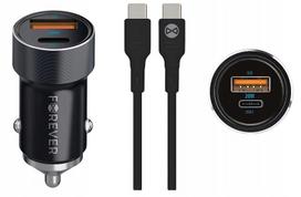 Automobilinis įkroviklis su USB-C ir USB-A, 20W, su adapteriu