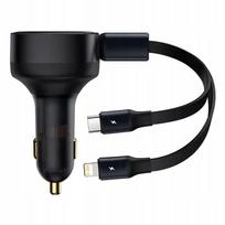 Automobilinis įkroviklis Baseus Enjoyment su USB-C ir Lightning laidais, 30W, 3A