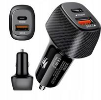 Automobilinis įkroviklis 38W, USB ir USB-C, greitas įkrovimas, QC/PD, Apple, Samsung