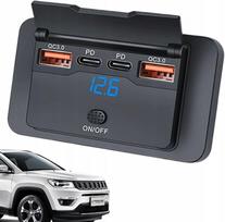 Automobilinis įkroviklis USB-C QC3.0, 76W, 3100mA, kemperiams ir motociklams