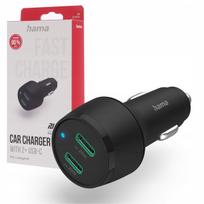 Automobilinis įkroviklis HAMA 45W, 2x USB-C, PD/QC, greitas įkrovimas, GaN, LED