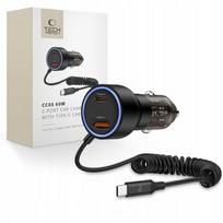 Automobilinis įkroviklis TECH-PROTECT CC05, 2 USB PD 60W, su laidu, juodas