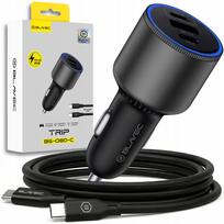 Automobilinis USB įkroviklis 2x USB-C QC3.0 95W, įjungiamas į cigarečių pridegiklį