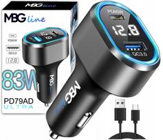 Automobilinis USB C PD 65W QC3.0 įkroviklis su voltmetru