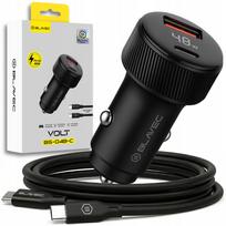 Automobilinis USB-C PD 30W ir USB-A 18W įkroviklis su ekranu ir laidu