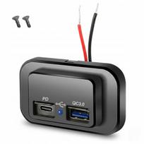 Automobilinis įkroviklis USB ir USB-C, 3A, 12/24V, QC 3.0, greitas įkrovimas