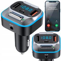 Automobilinis Bluetooth FM siųstuvas, kroviklis su USB C, Jack ir QC 3.0
