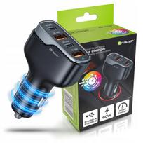 Automobilinis įkroviklis TRACER 60W, 4 lizdai, USB-C / USB-A, greitas įkrovimas