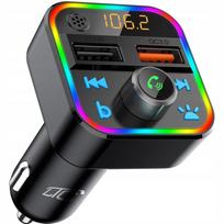 Bluetooth FM siųstuvas su mikrofonu ir greitu QC USB įkrovikliu