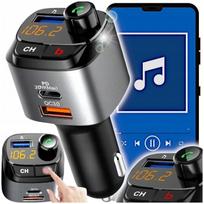 Automobilinis FM siųstuvas su laisvų rankų įranga, Bluetooth 5.0, 3 USB, QC3.0, žemų dažnių stiprinimas