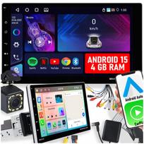 Automagnetola 1 DIN su CarPlay, Android 15, WiFi, GPS, 4GB RAM, 9" jutikliniu ekranu