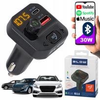 Automobilinis FM siųstuvas su Bluetooth, stipriu žemų dažnių garsu, USB-C ir QC3.0 įkrovimu