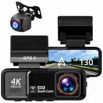 Automobilinė 4K ULTRA HD vaizdo registratorius su GPS, WiFi, priekinė ir galinė kamera, 170° kampas
