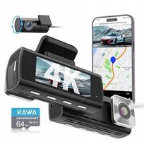 Automobilinė vaizdo kamera 4K su priekine ir galine funkcija, GPS, WiFi, 64GB, ruda