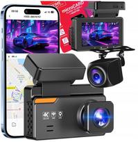 Automobilinė 4K vaizdo registratorius su GPS ir WiFi, priekinė ir galinė kamera, HDR